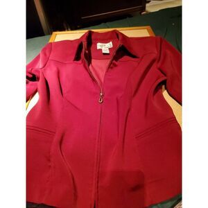 Sheri Martin Jacket Womans‎ Sz 10 P New York Petites Red 1/4 Zip Coat Blazer